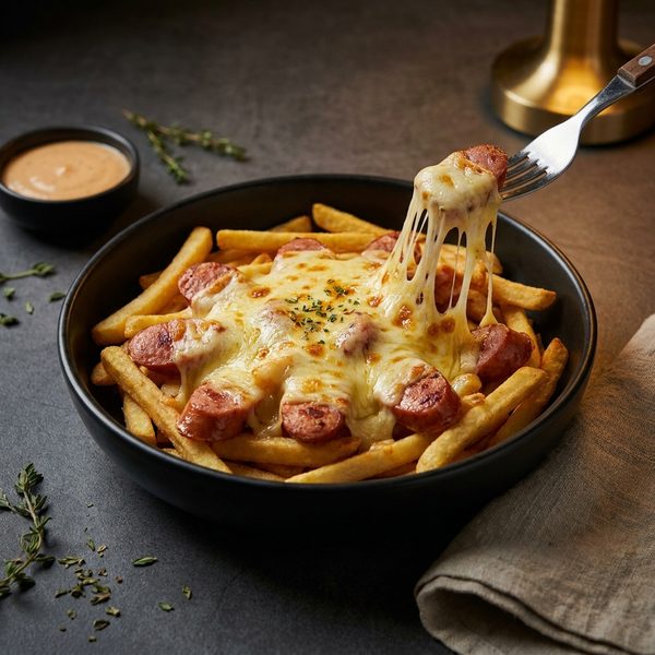 Salchipapa gratinada